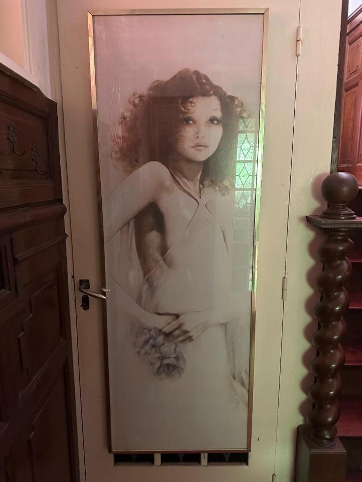 Grote romantische prent van een meisje, Verzamelen, Foto's en Prenten, Prent, Ophalen