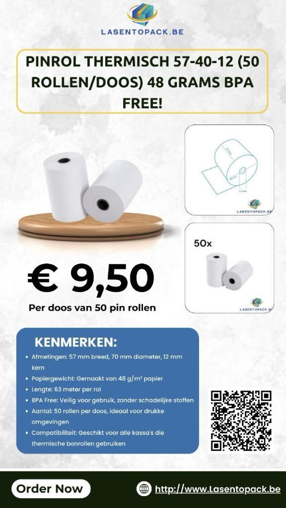 Groothandel in Pinrollen -  50 Thermische pin rollen, Zakelijke goederen, Kantoor en Winkelinrichting | Winkel en Inventaris, Ophalen
