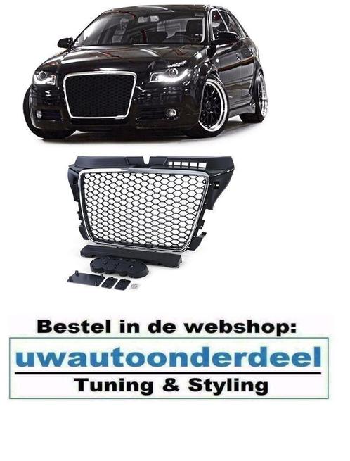 Sport Grill Chrome Zwart Voor Audi A3 8P RS3 Look, Auto diversen, Tuning en Styling, Verzenden