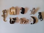 Set van 8 katten broches, Handtassen en Accessoires, Broches, Overige materialen, 4 tot 7 cm, Overige kleuren, Ophalen of Verzenden