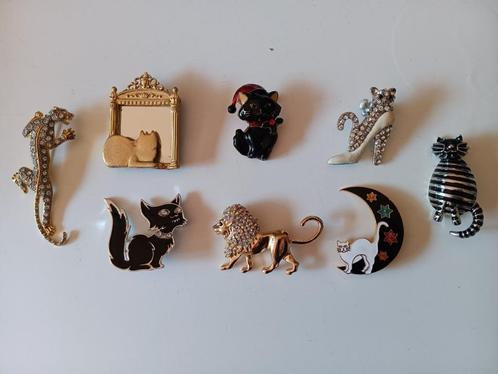 Set van 8 katten broches, Handtassen en Accessoires, Broches, Zo goed als nieuw, Overige materialen, Overige kleuren, 4 tot 7 cm