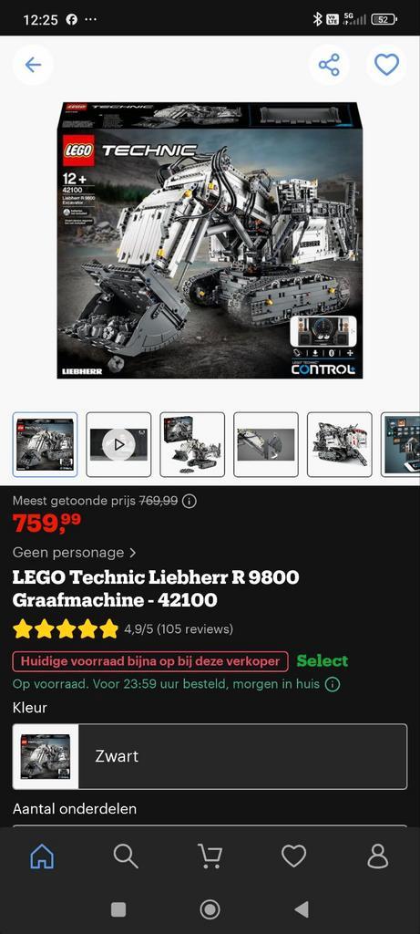 Lego Technic Liebherr graafmachine + Volvo graafmachine, Kinderen en Baby's, Speelgoed | Duplo en Lego, Ophalen