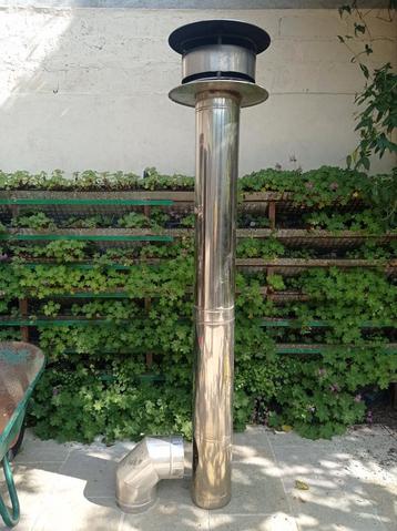Schouw inox 200 mm met kap en bocht, Enlèvement, Comme neuf