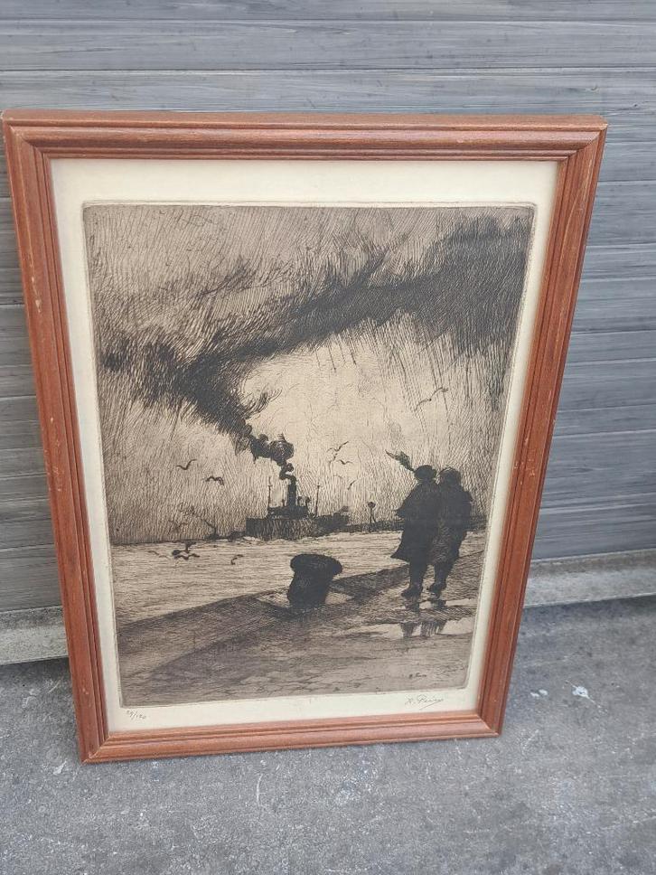 gravure fare well signe kurt peiser, Antiek en Kunst, Kunst | Etsen en Gravures, Ophalen of Verzenden