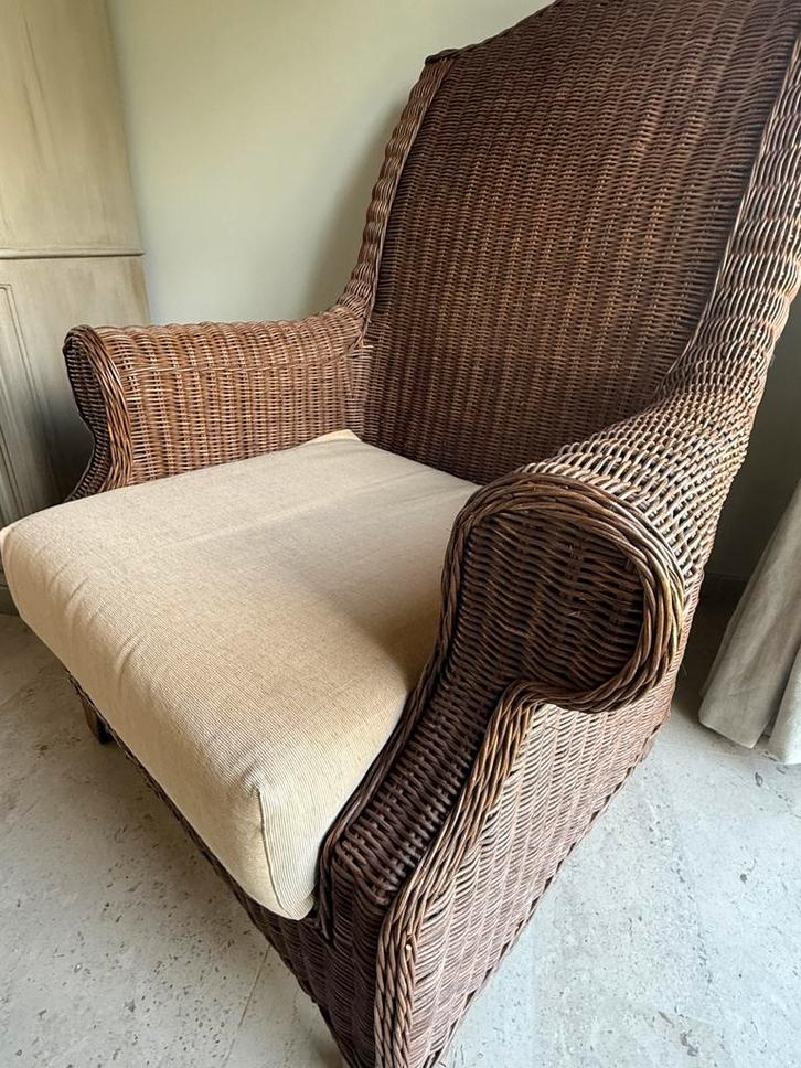 Prachtige stoel in rietwerk, Huis en Inrichting, Stoelen, Bruin, Ophalen