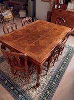 Table en chêne massif (+ marquetterie), Maison & Meubles, Ancien, 75 cm ou plus, 200 cm ou plus, Comme neuf