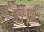 6 vintage teakhouten klapstoelen Quality Collection, Jardin & Terrasse, Chaises de jardin, Enlèvement, Comme neuf, Bois de teck