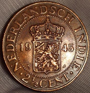 2 1/2 cent 1945 Ned. Oost Indie  beschikbaar voor biedingen