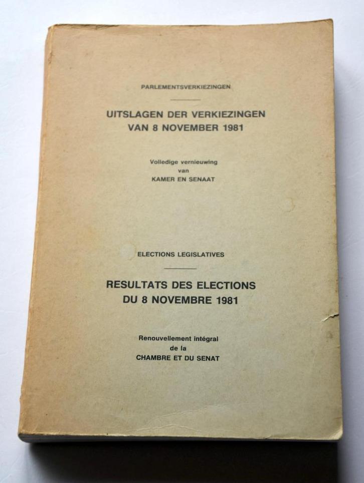 PARLEMENTSVERKIEZINGEN UITSLAGEN 1981 KAMER EN SENAAT, Boeken, Politiek en Maatschappij, Gelezen, Politiek en Staatkunde, Ophalen of Verzenden