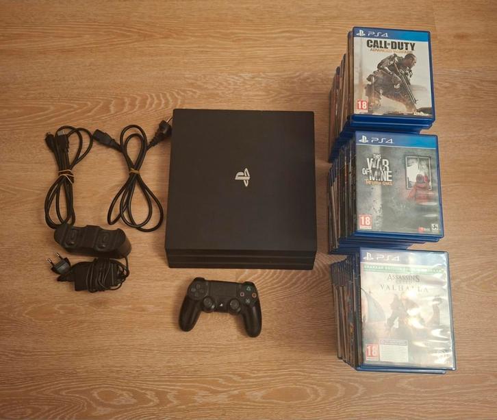 PS4 PRO + Controller + 45 Games, Games en Spelcomputers, Spelcomputers | Sony PlayStation 4, Zo goed als nieuw, Pro, Ophalen