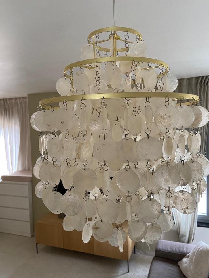 Goudkleurige hanglamp van parelmoer - Maison du Monde, Huis en Inrichting, Lampen | Hanglampen, Nieuw, 50 tot 75 cm, Glas, Metaal