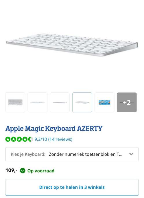 Apple Magic Keyboard, Informatique & Logiciels, Claviers, Comme neuf, Azerty, Sans fil, Touches multimédia, Enlèvement ou Envoi