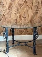 Bijzettafel met mooie glasplaat Smeedijzer, Ophalen, Zo goed als nieuw