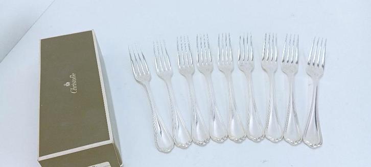 zilver bestek CHRISTOFLE Spatours 9 vorken 17 cm, Antiek en Kunst, Antiek | Zilver en Goud, Zilver, Ophalen of Verzenden