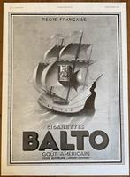 Ancienne publicité pour BALTO CIGARETTES/Années 1930, Collections, Enlèvement ou Envoi, Comme neuf, Autres types