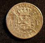 1 franc 1881 FR (rare) - Léopold II, Monnaie en vrac, Argent, Argent, Envoi