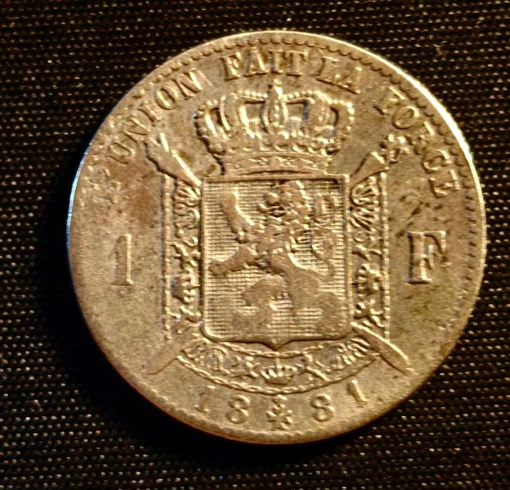 1 frank 1881 FR (zeldzaam) - Leopold II, Postzegels en Munten, Munten | België, Losse munt, Zilver, Zilver, Verzenden