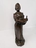 bronze femme a la lyr signe emile jespers, Ophalen of Verzenden, Brons