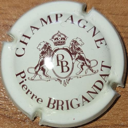 Champagnecapsule Pierre BRIGANDAT crème & bruin nr.03, Verzamelen, Wijnen, Nieuw, Champagne, Frankrijk, Ophalen of Verzenden