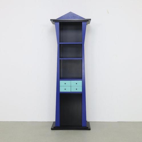 Postmoderne kast in Memphis style, 1980s, Huis en Inrichting, Kasten | Boekenkasten, Gebruikt, 50 tot 100 cm, 200 cm of meer, 25 tot 50 cm