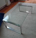 TABLE BASSE EN VERRE TREMPE + INOX 121 x 66 x 38 cm, Comme neuf, 100 à 150 cm, Rectangulaire, DESIGN