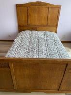 Antiek bed in eikenhout, Huis en Inrichting, Gebruikt, Bruin, Tweepersoons, 140 cm