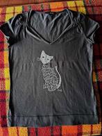 Liu Jo shirt met afbeelding poes in strass, S/M, Bruin, Liu Jo, Ophalen of Verzenden, Zo goed als nieuw
