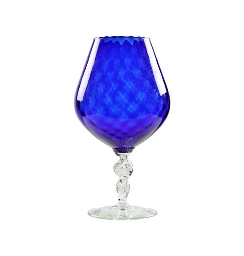 Blauw Glas Snifter Vaas Brandy Cognac Kobalt Empoli Italy 33, Antiek en Kunst, Antiek | Glaswerk en Kristal, Ophalen of Verzenden
