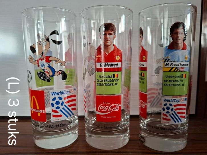Set van 3 WK USA 1994 glazen Coca-Cola & McDonald’s, Verzamelen, Glas en Drinkglazen, Zo goed als nieuw, Ophalen of Verzenden