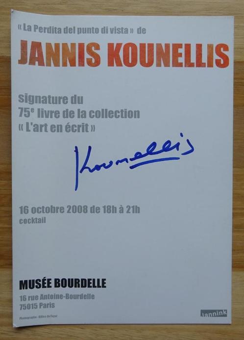 Jannis Kounellis 2008 signed invitation, Livres, Art & Culture | Arts plastiques, Utilisé, Enlèvement ou Envoi