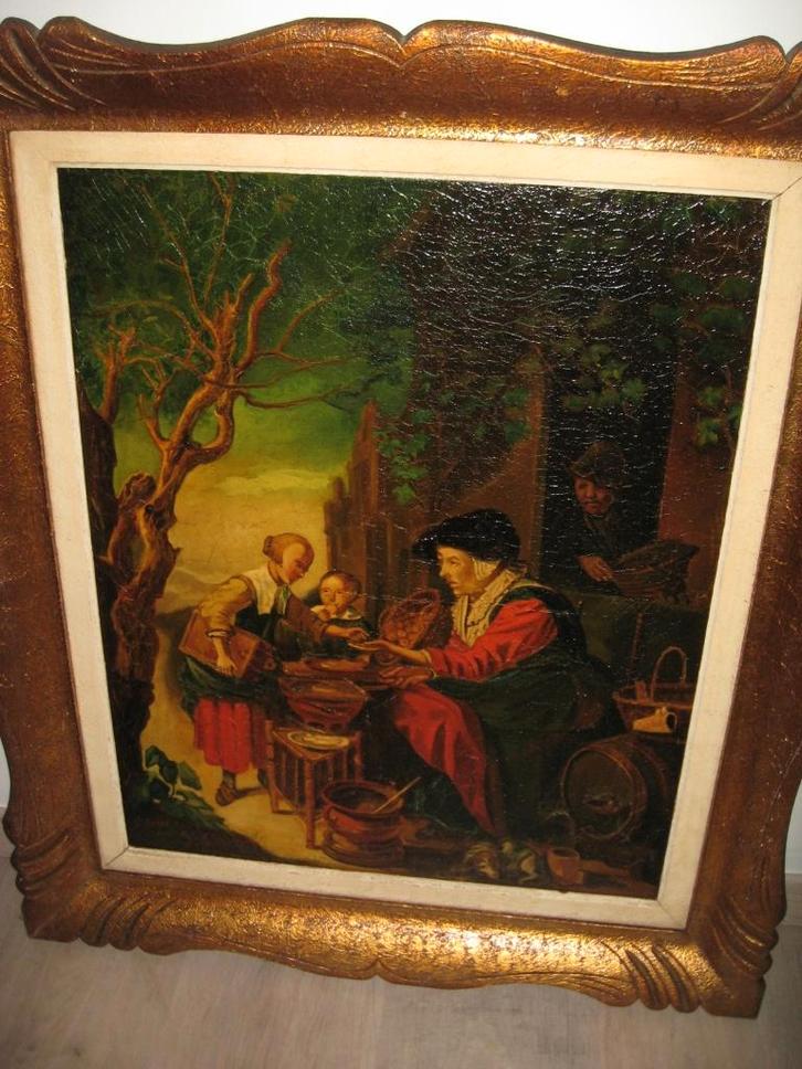 *Prachtige gesigneerde schilderij (19e eeuw) met mooie kader, Antiek en Kunst, Kunst | Schilderijen | Klassiek, Verzenden