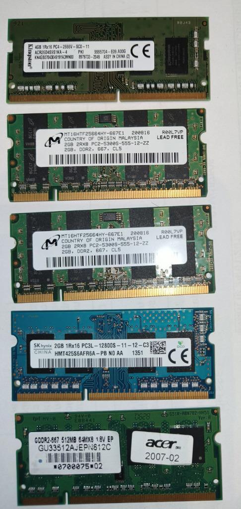 Lot DDRAM portable (5 pièces), Computers en Software, Windows Laptops, Gebruikt, Verzenden