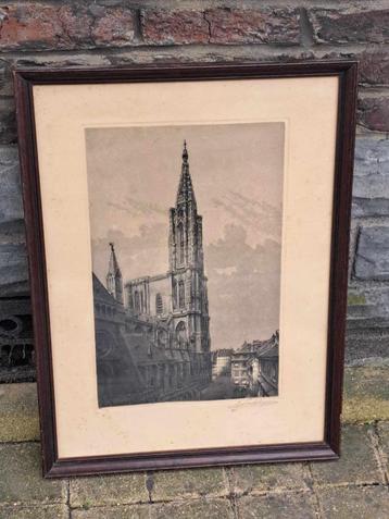 gravure cathedrale signe victor lochelongue beschikbaar voor biedingen