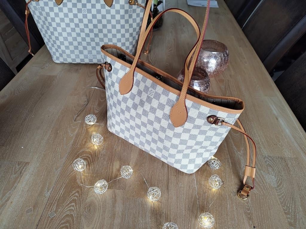 Louis Vuitton Neverfull PM Damier Azur, Ophalen of Verzenden, Gebruikt, Grijs, Shopper