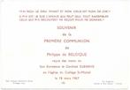 Roi Philippe - Souvenir de sa première communion, Collections, Envoi, Utilisé, Carte, Photo ou Gravure