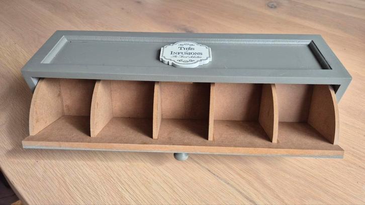Houten theedoos | Maisons du Monde, Huis en Inrichting, Woonaccessoires | Overige, Gebruikt, Hout, Grijs, Landelijk, Ophalen