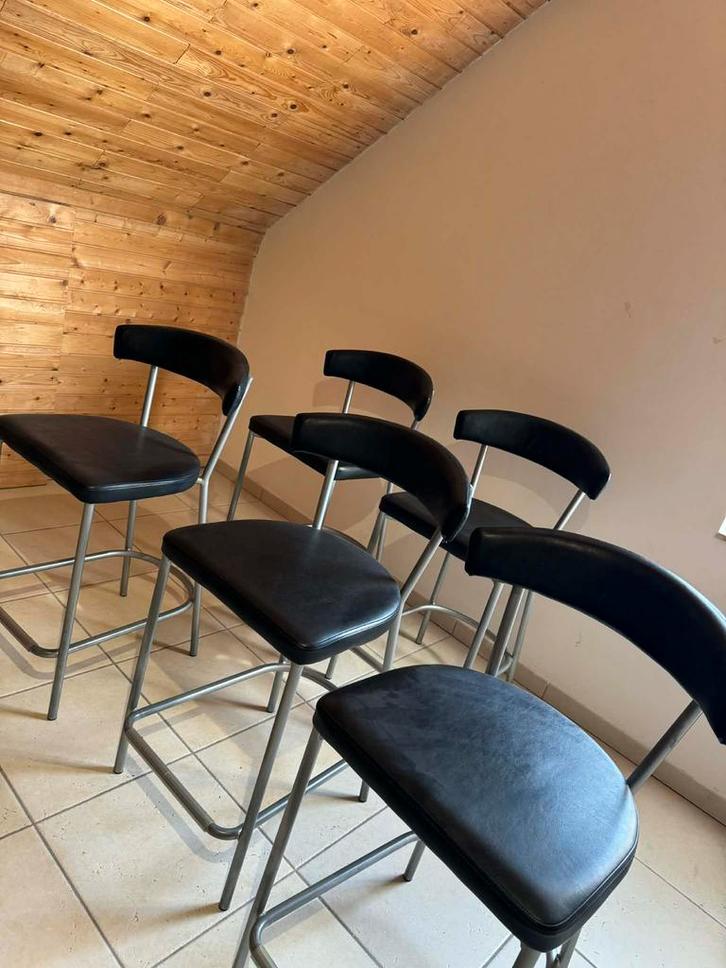 Lot de 5 Tabourets de Bar Noirs, Huis en Inrichting, Barkrukken, Gebruikt, Metaal, Ophalen