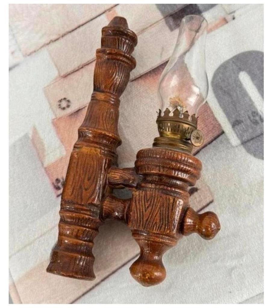 Antiek 1980 vintage wandlamp olielamp stormlamp lantaarn, Antiek en Kunst, Antiek | Verlichting, Ophalen of Verzenden