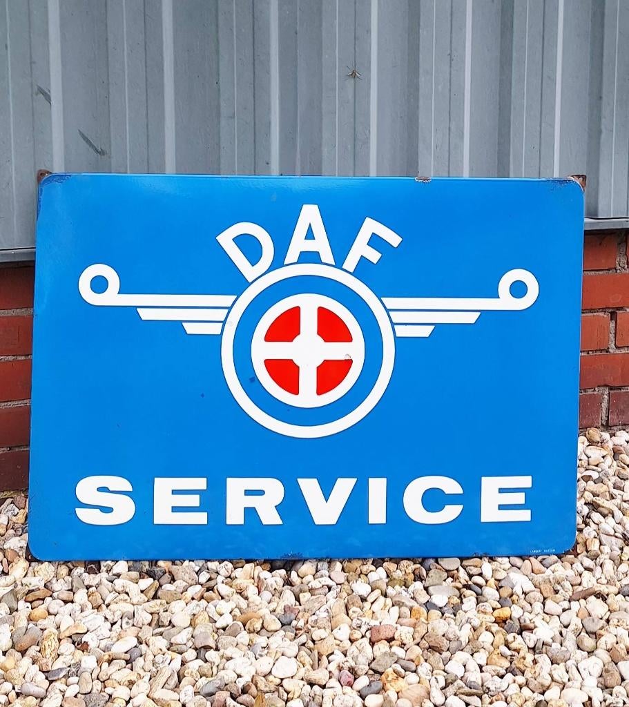 Groot emaille bord DAF SERVICE, 100% origineel & authentiek!, Ophalen, Gebruikt, Reclamebord