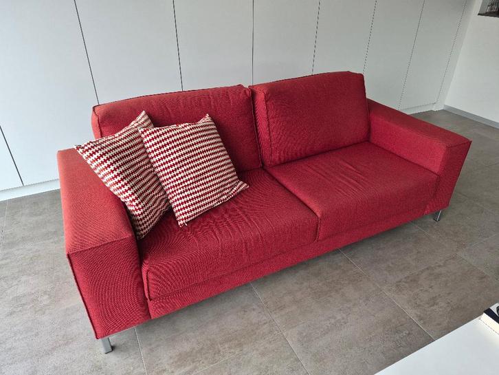 Rode zetel, Maison & Meubles, Canapés | Salons, Utilisé, Banc droit, Trois personnes, 200 à 250 cm, 75 à 100 cm, Tissus, Enlèvement