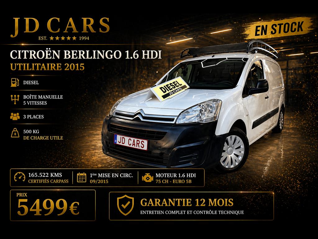 CITROËN BERLINGO UTILITAIRE 1.6 HDI ‼️GARANTIE 1 AN CTOK‼️, Auto's, Bestelwagens en Lichte vracht, Bedrijf, Te koop, ABS, Airbags
