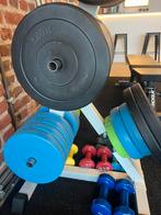 Complete home gym set: BENCH, dumbells, plates+rack, BOSU,., Sport en Fitness, Fitnessmaterialen, Ophalen, Gebruikt, Fitnessbal