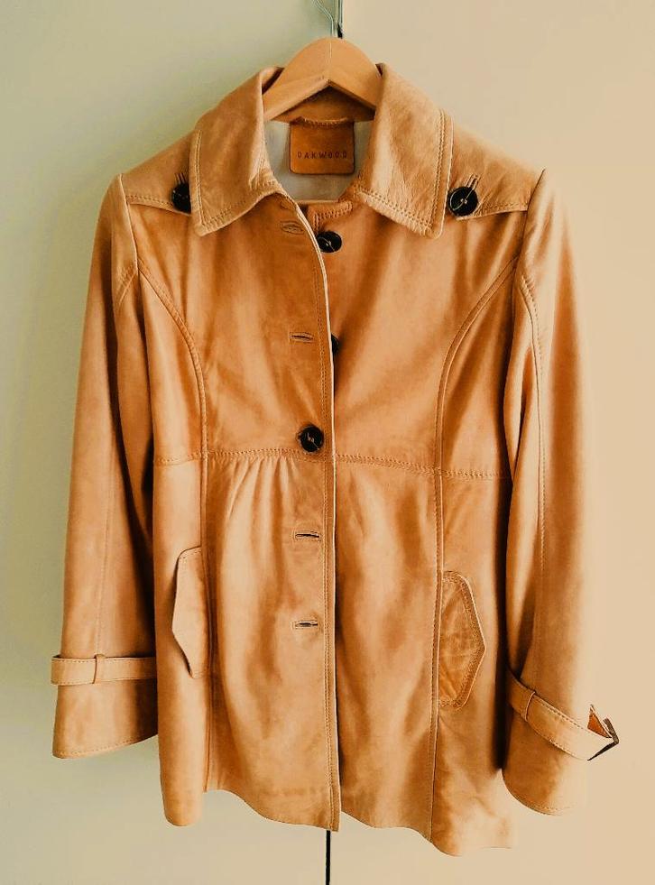 Te koop: Zo goed als nieuw!! Mooie lederen jas van"Dakwood"L, Vêtements | Femmes, Vestes | Été, Comme neuf, Taille 42/44 (L), Brun