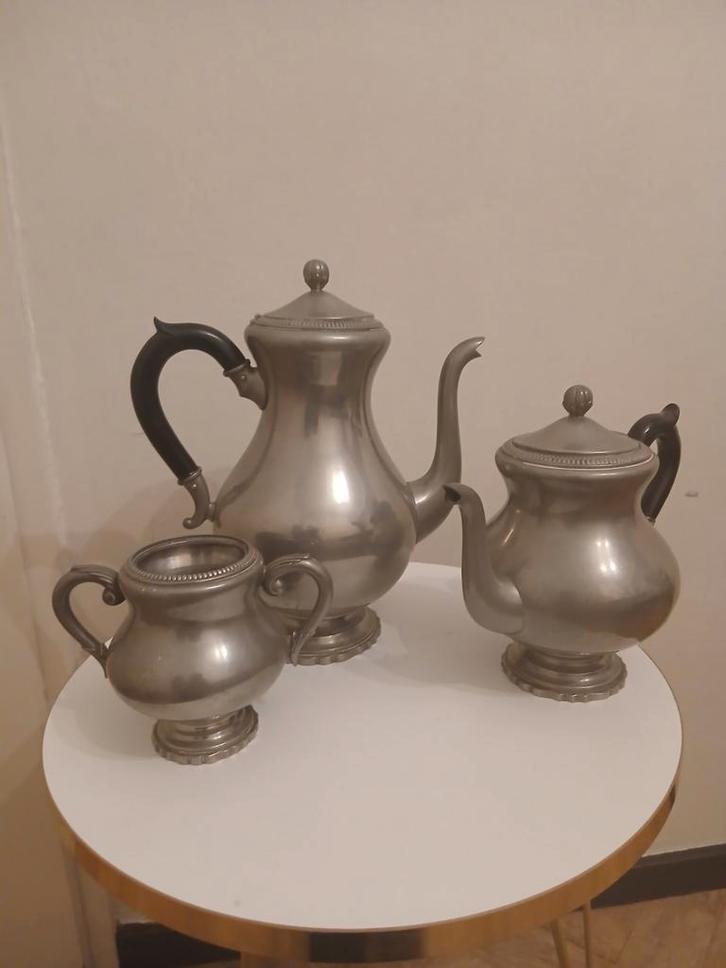 Vintage thee-/koffieset - Royal Holland Pewter Pewter Da, Antiek en Kunst, Antiek | Tin, Ophalen of Verzenden
