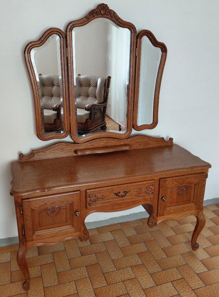 Eiken dressoir/dressing met 3 spiegels, Maison & Meubles, Armoires | Dressoirs, Utilisé, 100 à 150 cm, 25 à 50 cm, Avec tiroir(s)