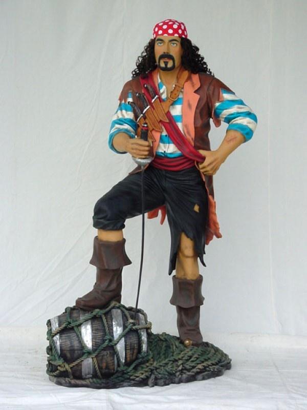 Statue de pirate 199 cm - statue de pirate en polyester, Collections, Statues & Figurines, Neuf, Enlèvement