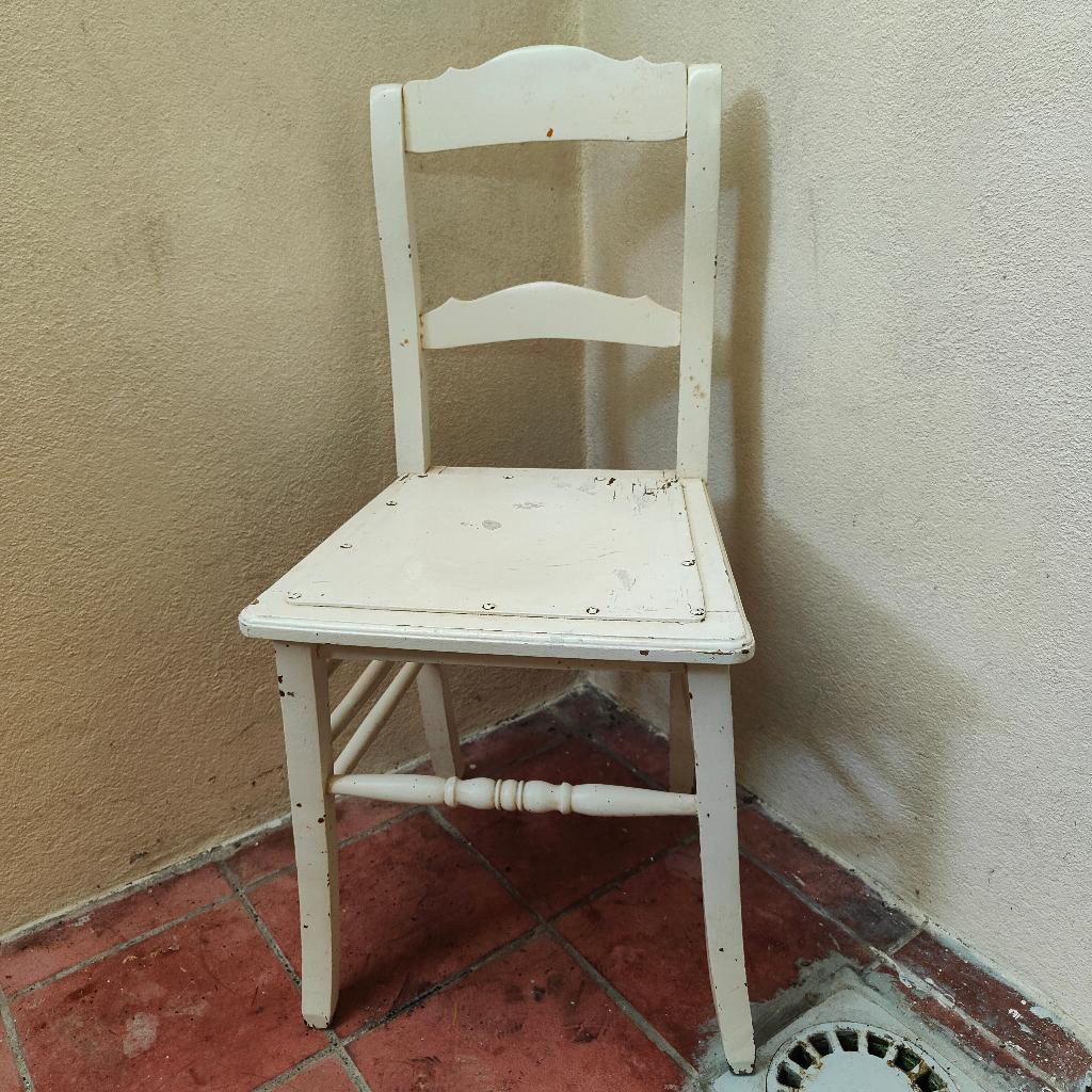 1 chaise en bois style campagne blanche, Maison & Meubles, Chaises, Enlèvement, Utilisé, Une, Bois