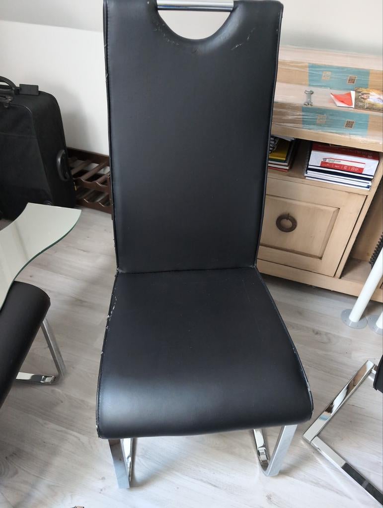 5 gebruikte stoelen., Maison & Meubles, Chaises, Enlèvement, Modern, Cuir, Noir