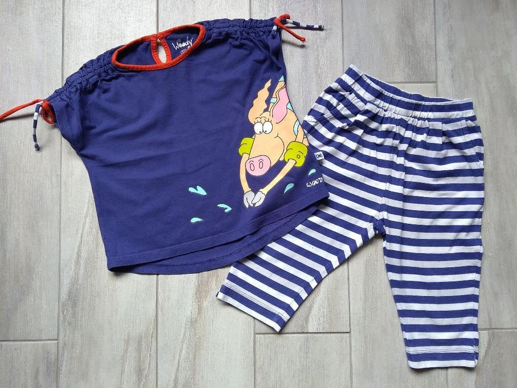 M98 - Woody zomerpyjama thema varken, Kinderen en Baby's, Kinderkleding | Maat 98, Nacht- of Onderkleding, Gebruikt, Meisje, Ophalen of Verzenden