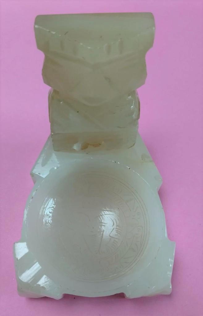 Mexicaans asbakje in natuursteen, Huis en Inrichting, Woonaccessoires | Overige, Gebruikt, Natuurlijk materiaal, Wit, Overige stijlen